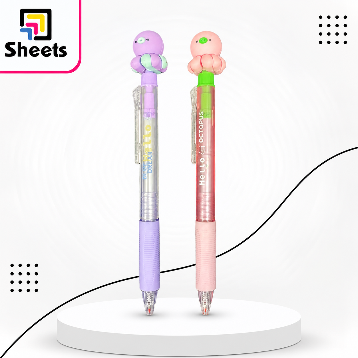 10615 - ( كود 10615 ) - ( القسم ادوات مكتبية ) - ( الصنف pens Sea drawings ) سعر البيع 80 ازرق (3) Sea Drawings Pens – Pink & Purple - Image 1