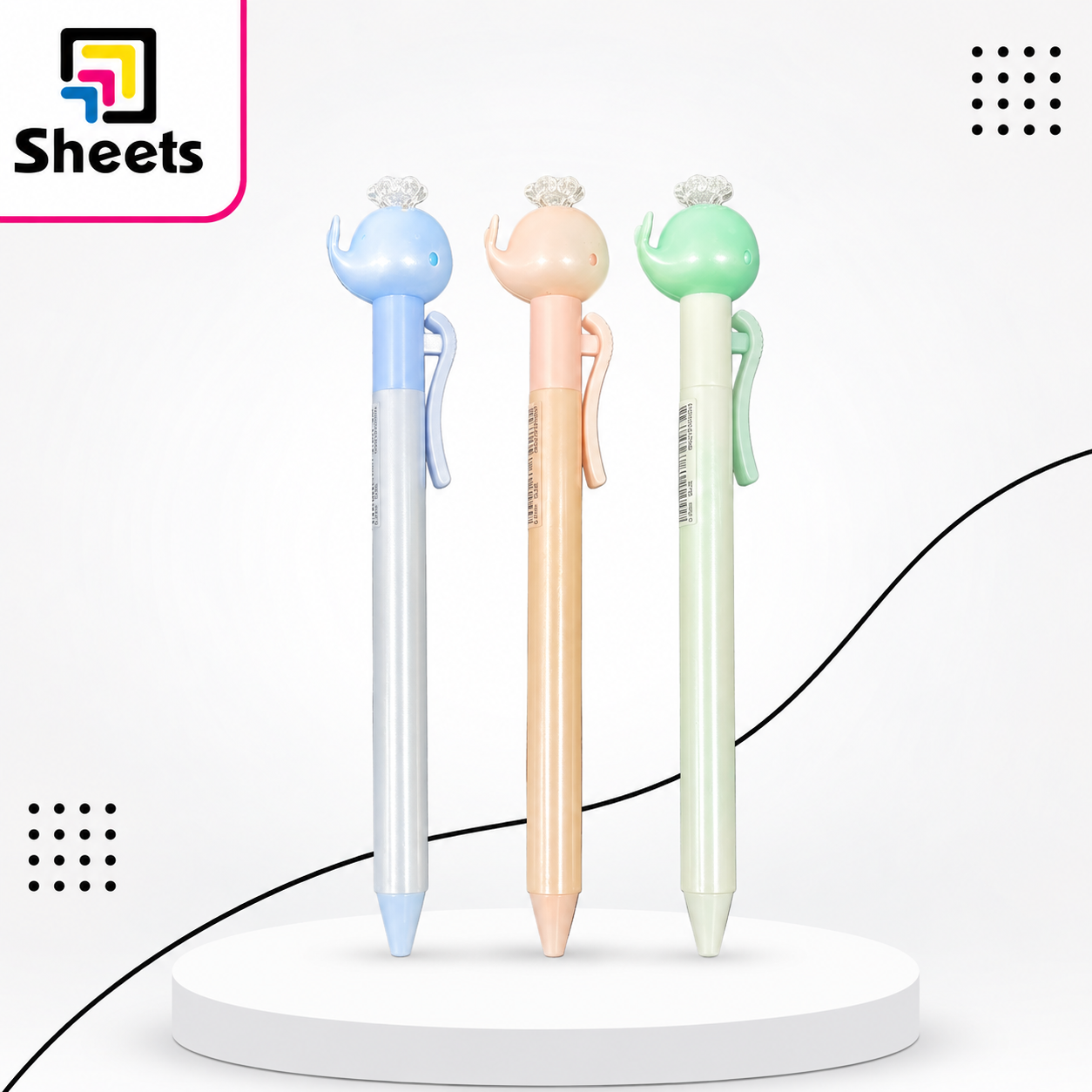 10615 - ( كود 10615 ) - ( القسم ادوات مكتبية ) - ( الصنف pens Sea drawings ) سعر البيع 80 ازرق Elephant Pens – Pink, Blue & Green - Image 1