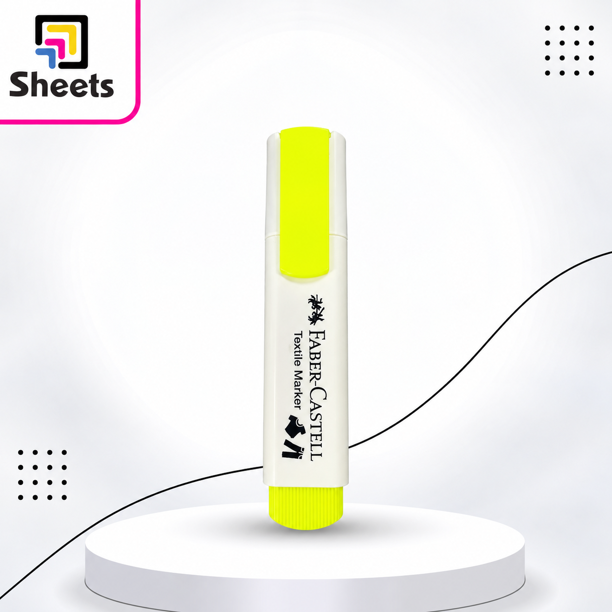 2599 - ( كود 4005401595281 ) - ( القسم ادوات مكتبية ) - ( الصنف FC Textile marker-yellow ) سعر البيع 45 fabric Faber-Castell Textile Marker – Yellow - Image 1