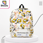 Dot Snoopy Printed Large Backpack – White