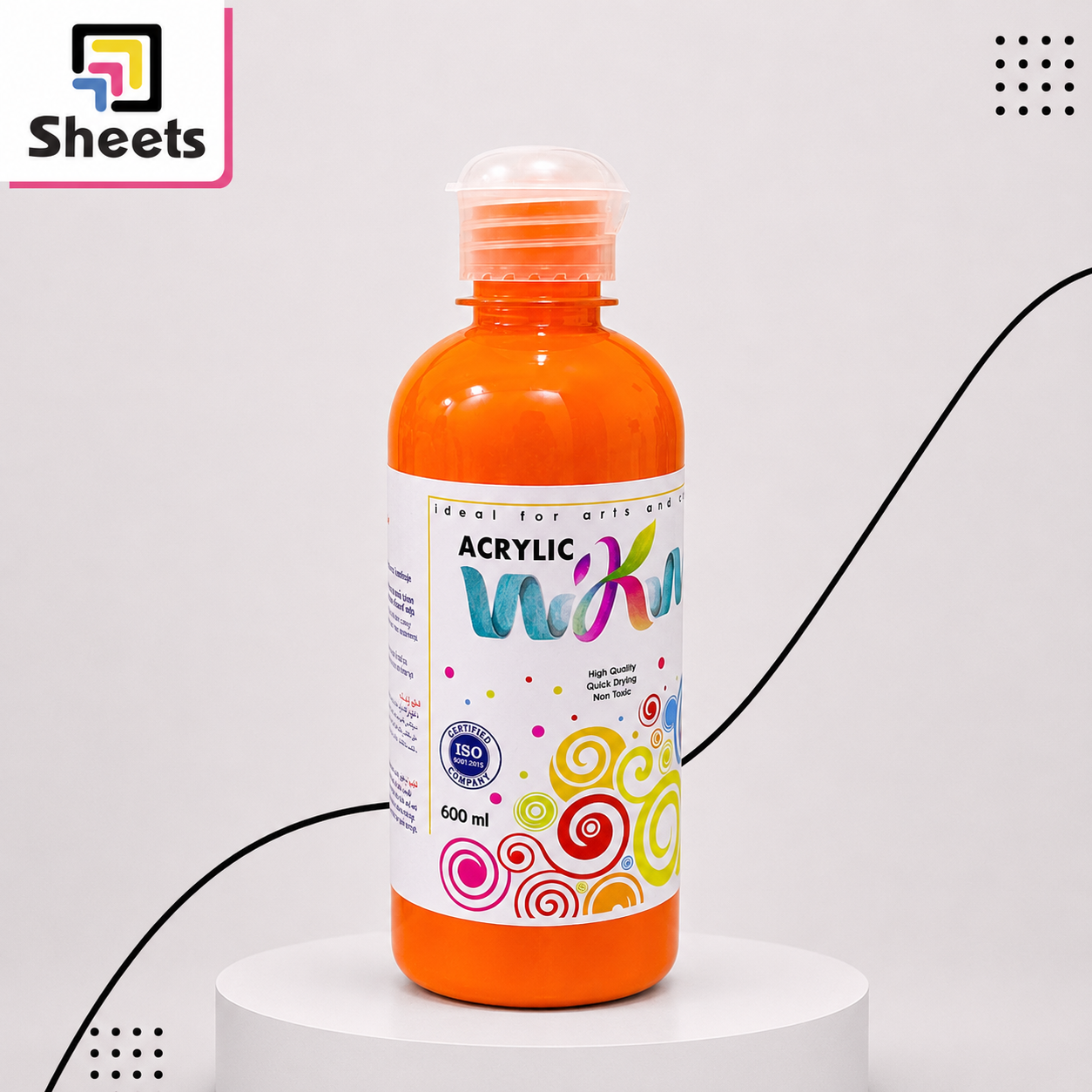 6058 - ( كود 6058 ) - ( القسم ادوات مكتبية ) - ( الصنف WKW Bottle 600ML Acrylic Colors ) سعر البيع 170 WKW Bottle 600ML Acrylic Colors (Orange) - Image 1