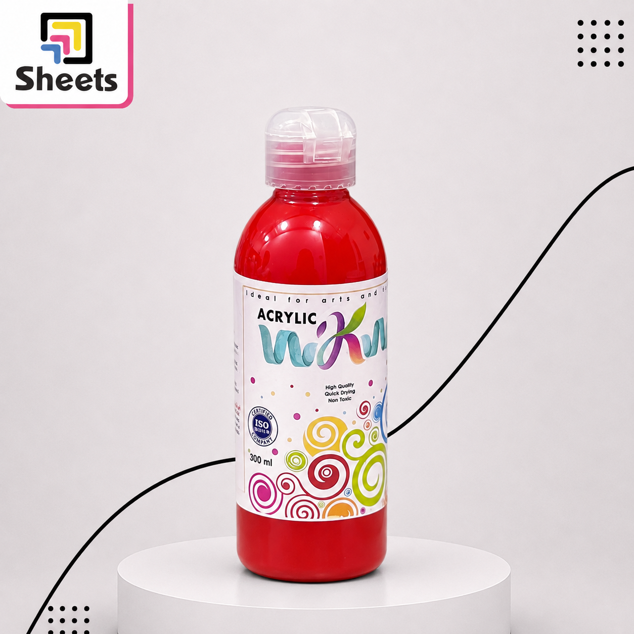 6059 - ( كود 6059 ) - ( القسم ادوات مكتبية ) - ( الصنف WKW Bottle 300ML Acrylic Colors ) سعر البيع 80 (3) WKW Bottle 300ML Acrylic (Red) - Image 1