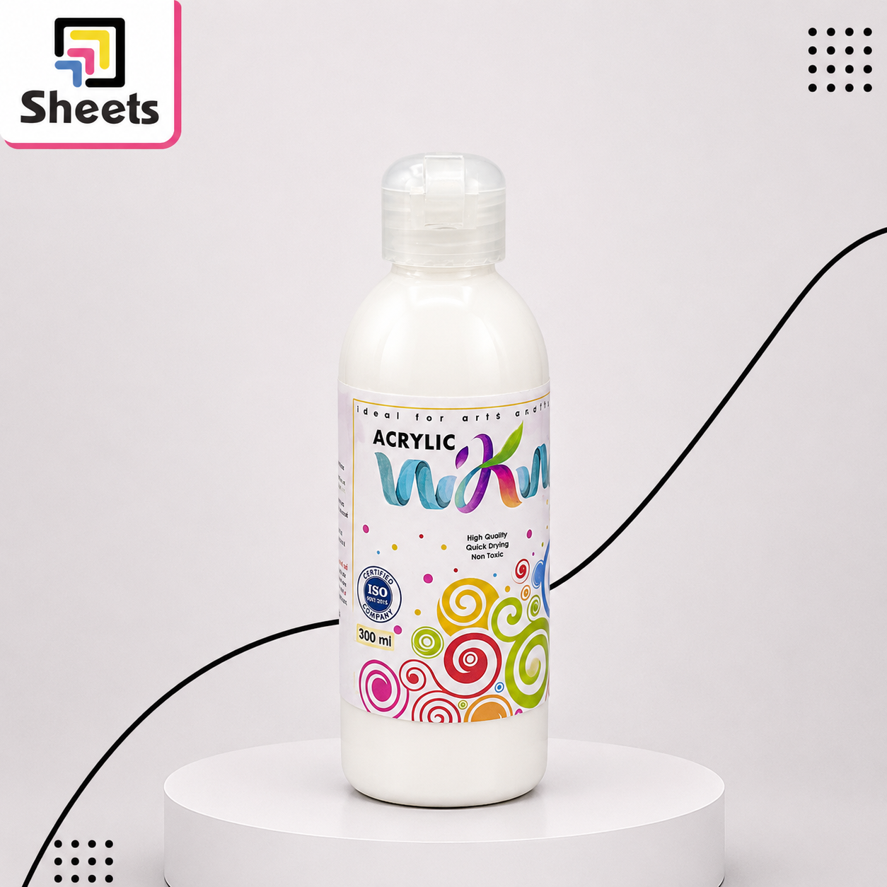 6059 - ( كود 6059 ) - ( القسم ادوات مكتبية ) - ( الصنف WKW Bottle 300ML Acrylic Colors ) سعر البيع 80 (4) WKW Bottle 300ML Acrylic (White) - Image 1