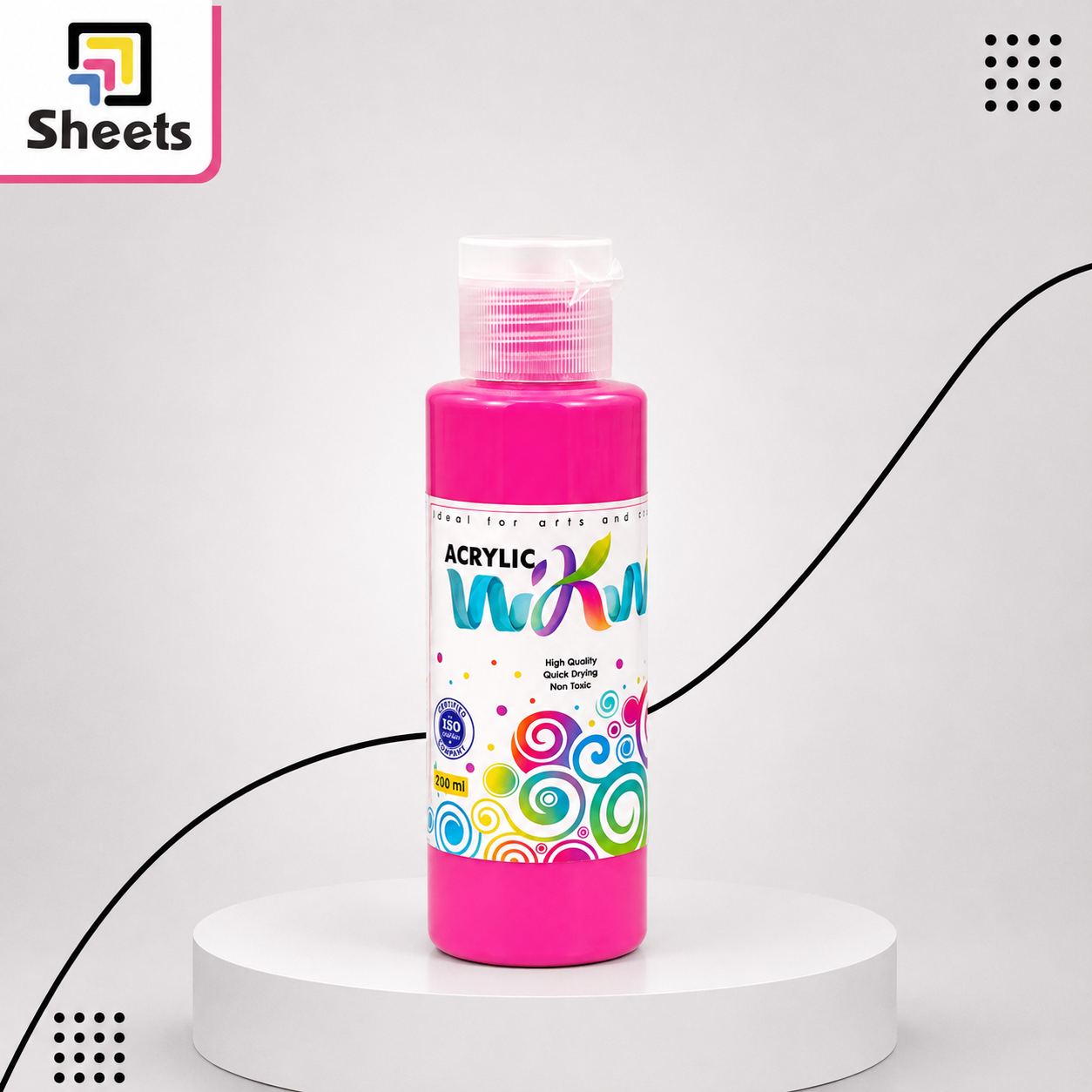 6060 - ( كود 6060 ) - ( القسم ادوات مكتبية ) - ( الصنف WKW Bottle 200ML Acrylic Colors ) سعر البيع 75 (5) WKW Bottle 200ML Acrylic (Pink) - Image 1