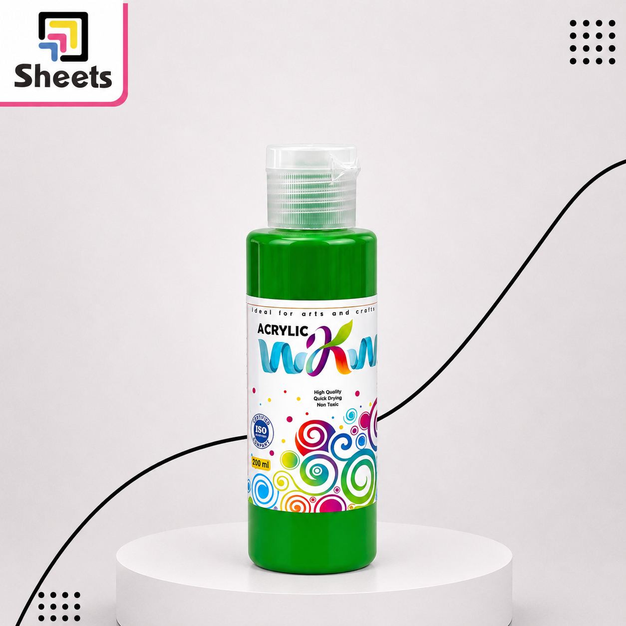 6060 - ( كود 6060 ) - ( القسم ادوات مكتبية ) - ( الصنف WKW Bottle 200ML Acrylic Colors ) سعر البيع 75 (7) WKW Bottle 200ML Acrylic (Green) - Image 1