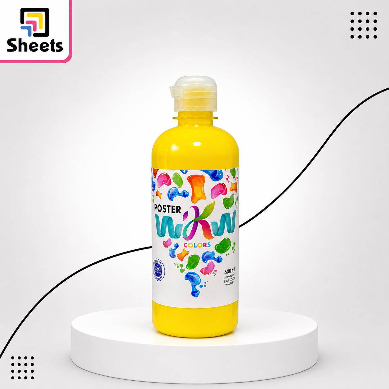 6061 - ( كود 6061 ) - ( القسم ادوات مكتبية ) - ( الصنف WKW Bottle 600ML Poster Colors ) سعر البيع 145 (2) WKW 600ML Bottle Poster Colors (Yellow) - Image 1