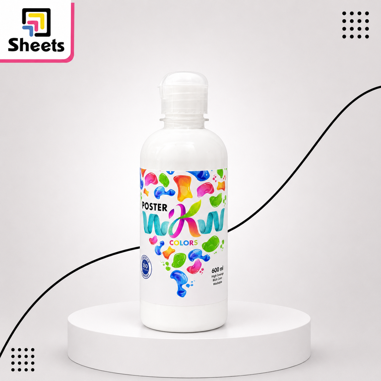 6061 - ( كود 6061 ) - ( القسم ادوات مكتبية ) - ( الصنف WKW Bottle 600ML Poster Colors ) سعر البيع 145 (5) WKW 600ML Bottle Poster Colors (White) - Image 1