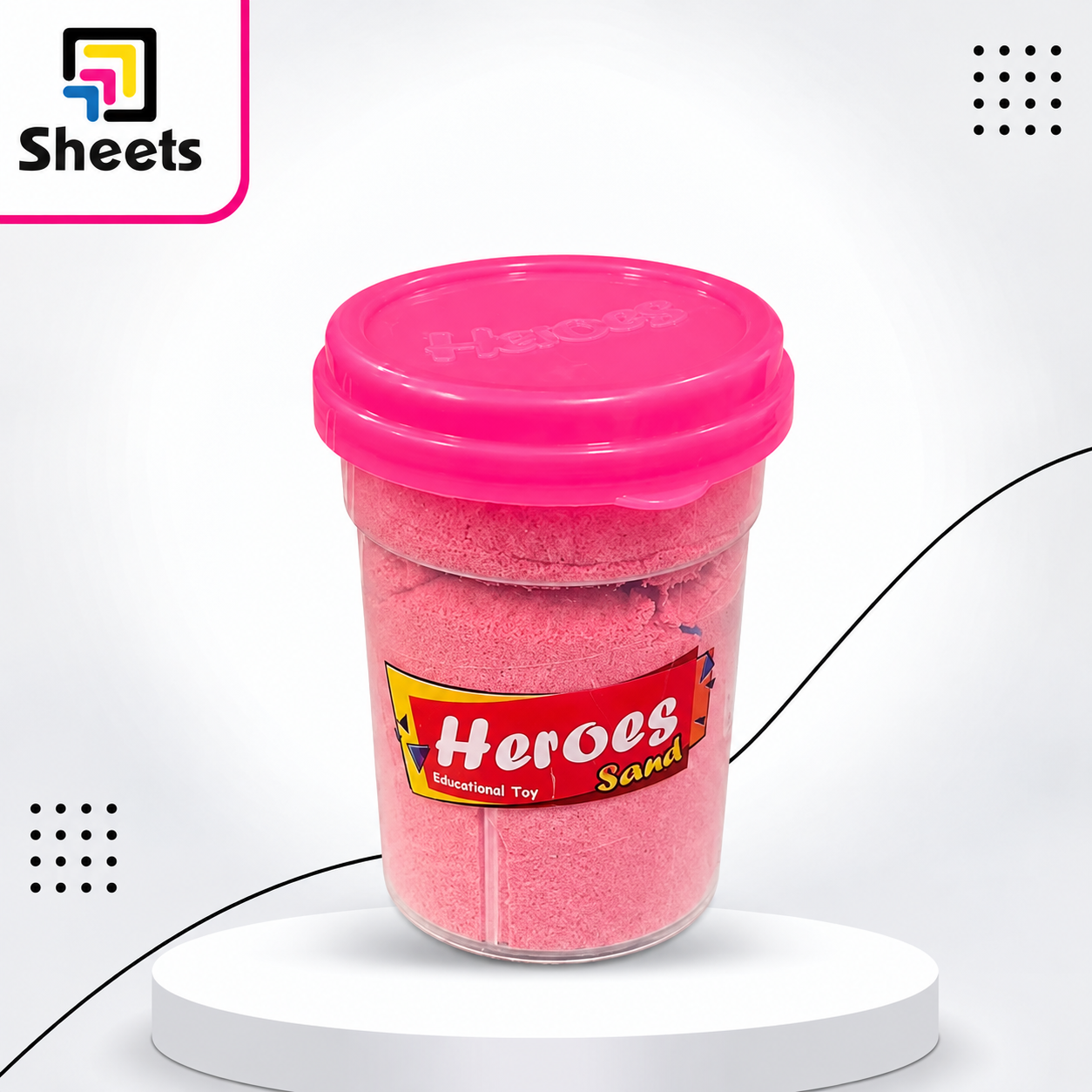 7476 - ( كود 7476 ) - ( القسم ادوات مكتبية ) - ( الصنف صلصال رملي Heroes KUM-020 ) سعر البيع 50 Heroes Pink Kinetic Sand Clay - Image 1