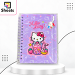 Hello Kitty Hard Cover Spiral Notebook with Pencil Case – 199 Sheets (Purple)