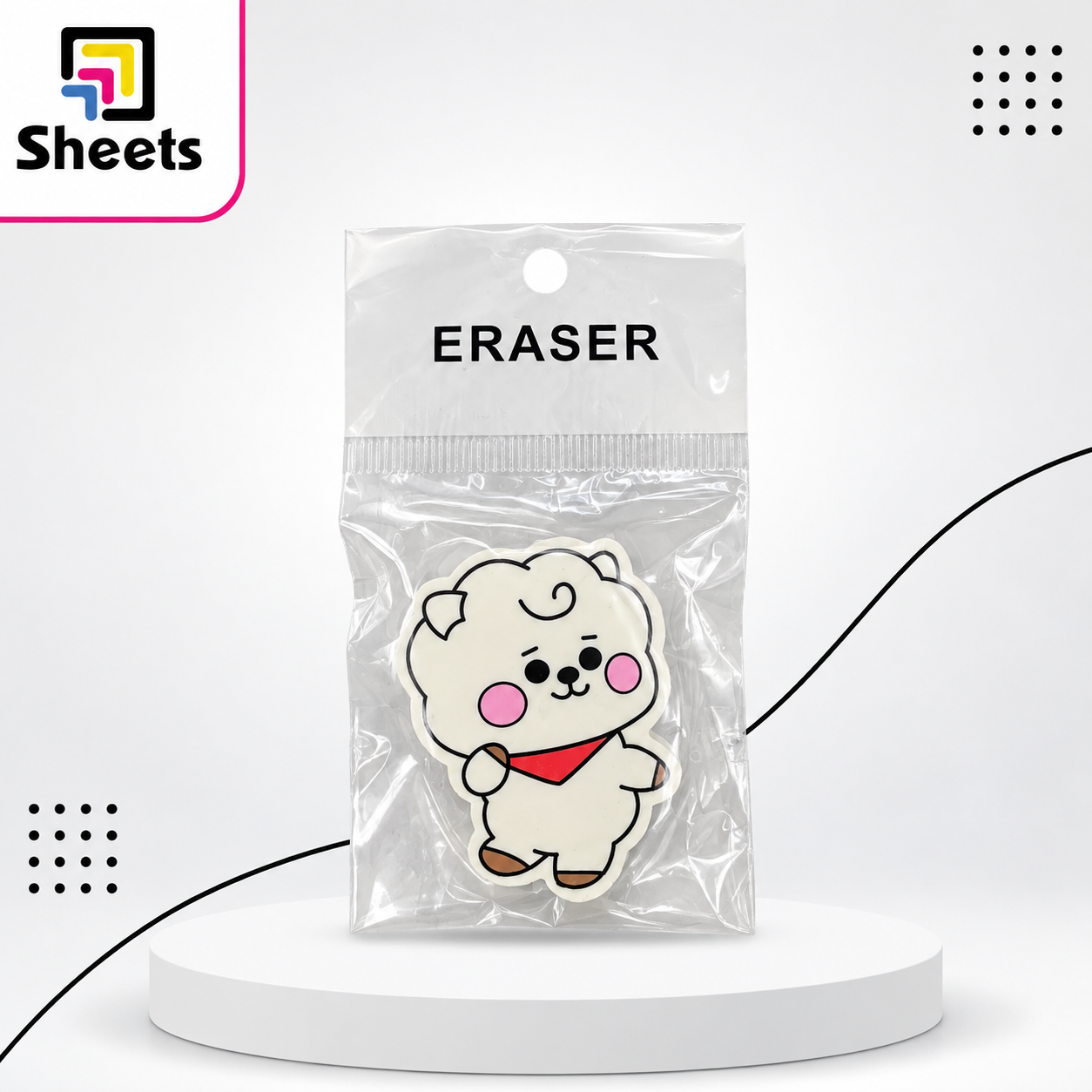 9586 - ( كود 9586 ) - ( القسم ادوات مكتبية ) - ( الصنف استيكه k1 ) سعر البيع 10 (2) K1 Cute White Puppy Eraser - Image 1