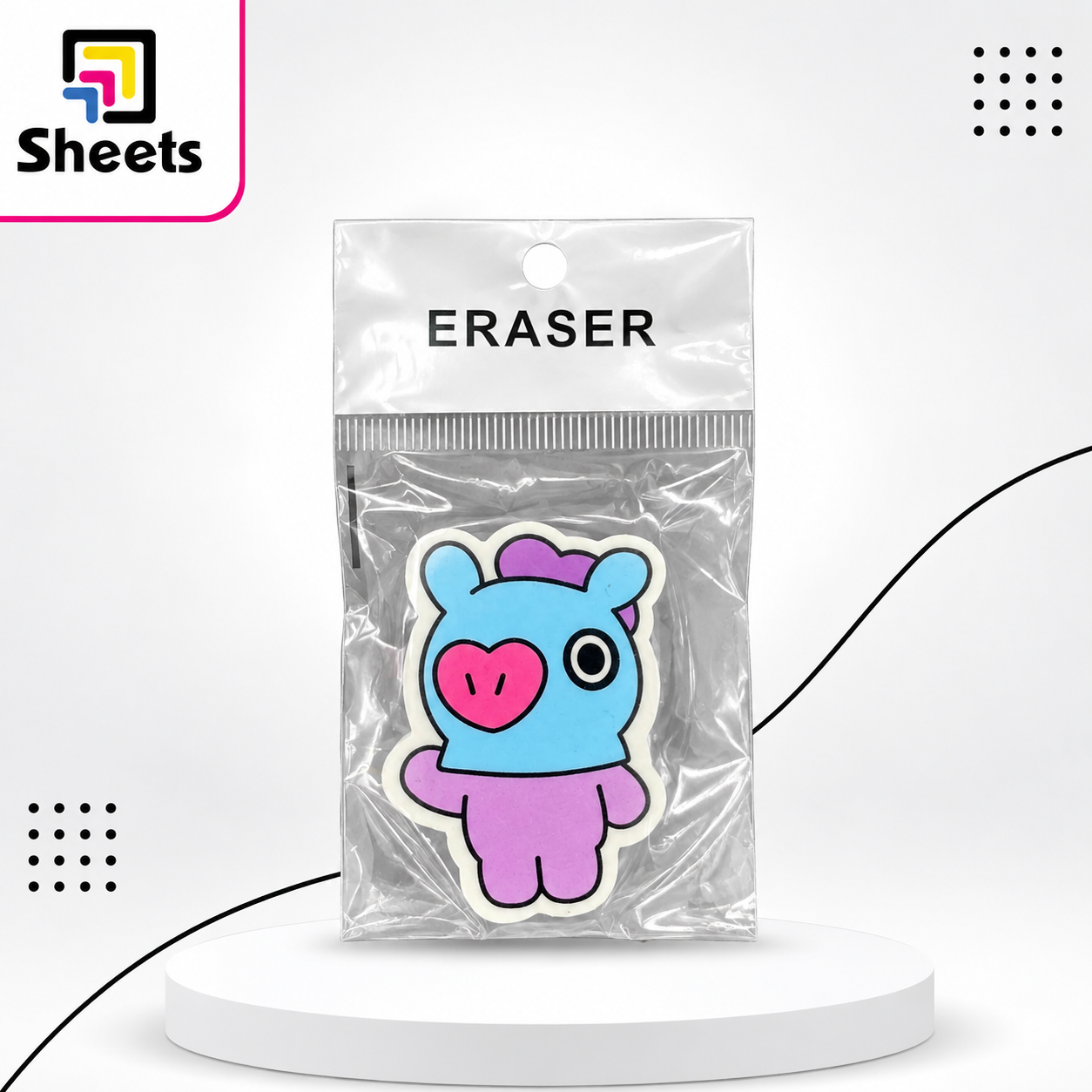 9586 - ( كود 9586 ) - ( القسم ادوات مكتبية ) - ( الصنف استيكه k1 ) سعر البيع 10 (4) K1 Cute Cartoon Eraser – Blue & Purple Character - Image 1