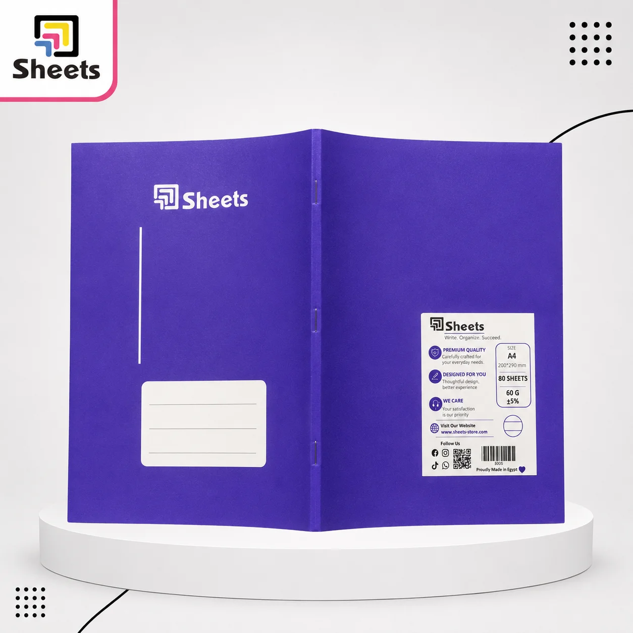 9803-كود-9803-القسم-ادوات-مكتبية-الصنف-Sheets-80-A4-مسطر-سعر-البيع-45 Sheets Small Square Notebook A4 – 80 Sheets (Purple) - Image 1