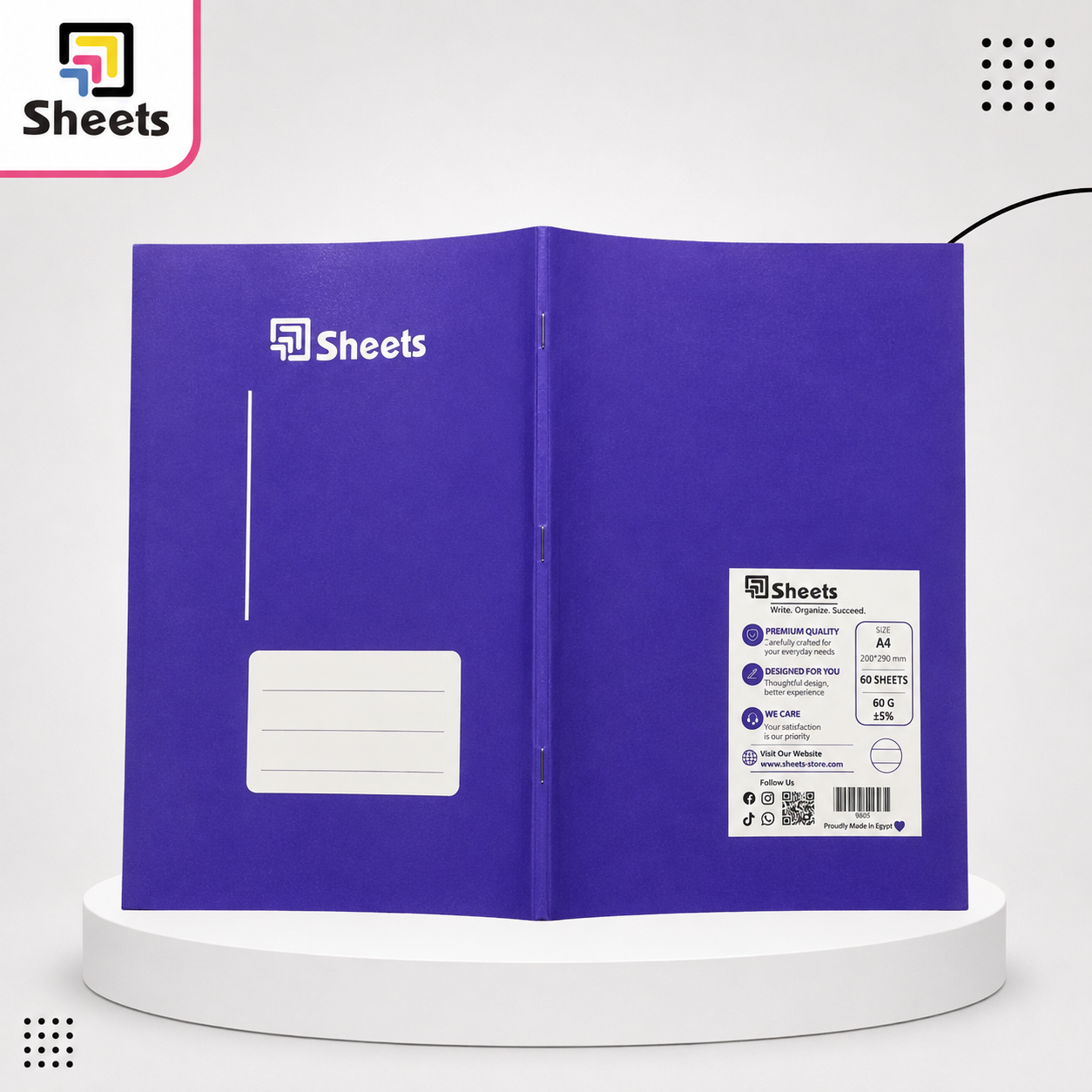 9805 - ( كود 9805 ) - ( القسم ادوات مكتبية ) - ( الصنف Sheets 60 A4 مسطر ) سعر البيع 40 Sheets Lined Notebook – 60 Sheets A4 (Purple) - Image 1