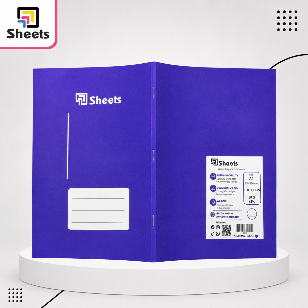 9806 - ( كود 9806 ) - ( القسم ادوات مكتبية ) - ( الصنف Sheets 100 A4 مسطر ) سعر البيع 55 Sheets Lined Notebook – 100 Sheets A4 (Purple) - Image 1