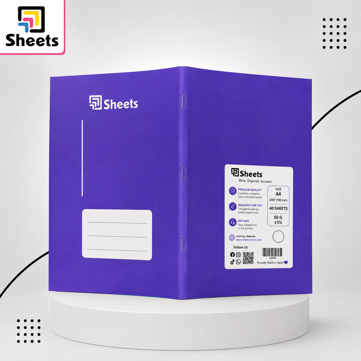 9816 - ( كود 9816 ) - ( القسم ادوات مكتبية ) - ( الصنف Sheets 40 A4 مربعات ك ) سعر البيع 35 Sheets Small Square Notebook A4 – 40 Sheets (Purple) - Image 1