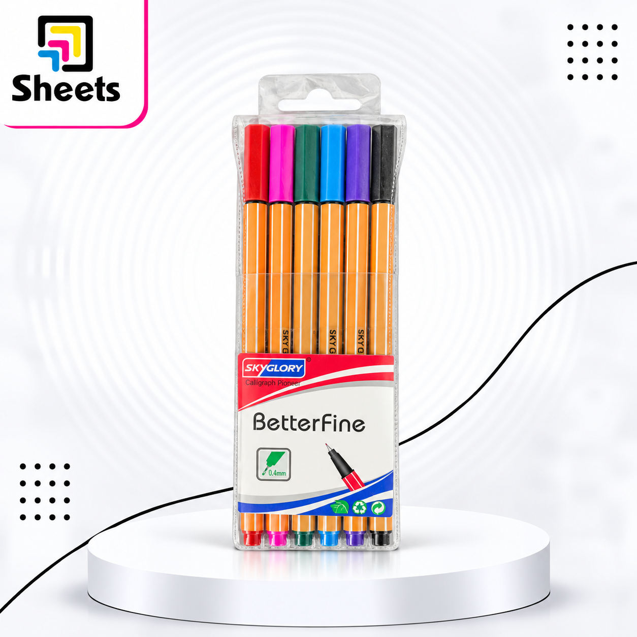 9917 - ( كود 9917 ) - ( القسم ادوات مكتبية ) - ( الصنف طقم سن ريشه 6 لون ) سعر البيع 70 6-Color Felt Tip Pen Set - Image 1