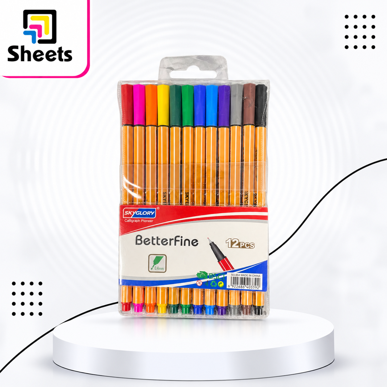 9919 - ( كود 9919 ) - ( القسم ادوات مكتبية ) - ( الصنف طقم سن ريشه 12 لون ) سعر البيع 115 12-Color Felt Tip Pen Set - Image 1