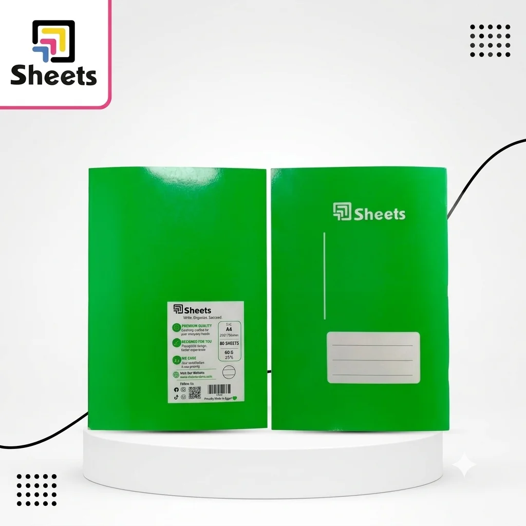Sheets-80-sheets-arabic-code-9803-3 Sheets Small Square Notebook A4 – 80 Sheets (Green) - Image 1