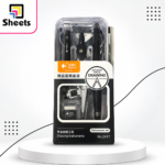 Black Geometry Set – Compass, Mechanical Pencil, Eraser & Ruler
