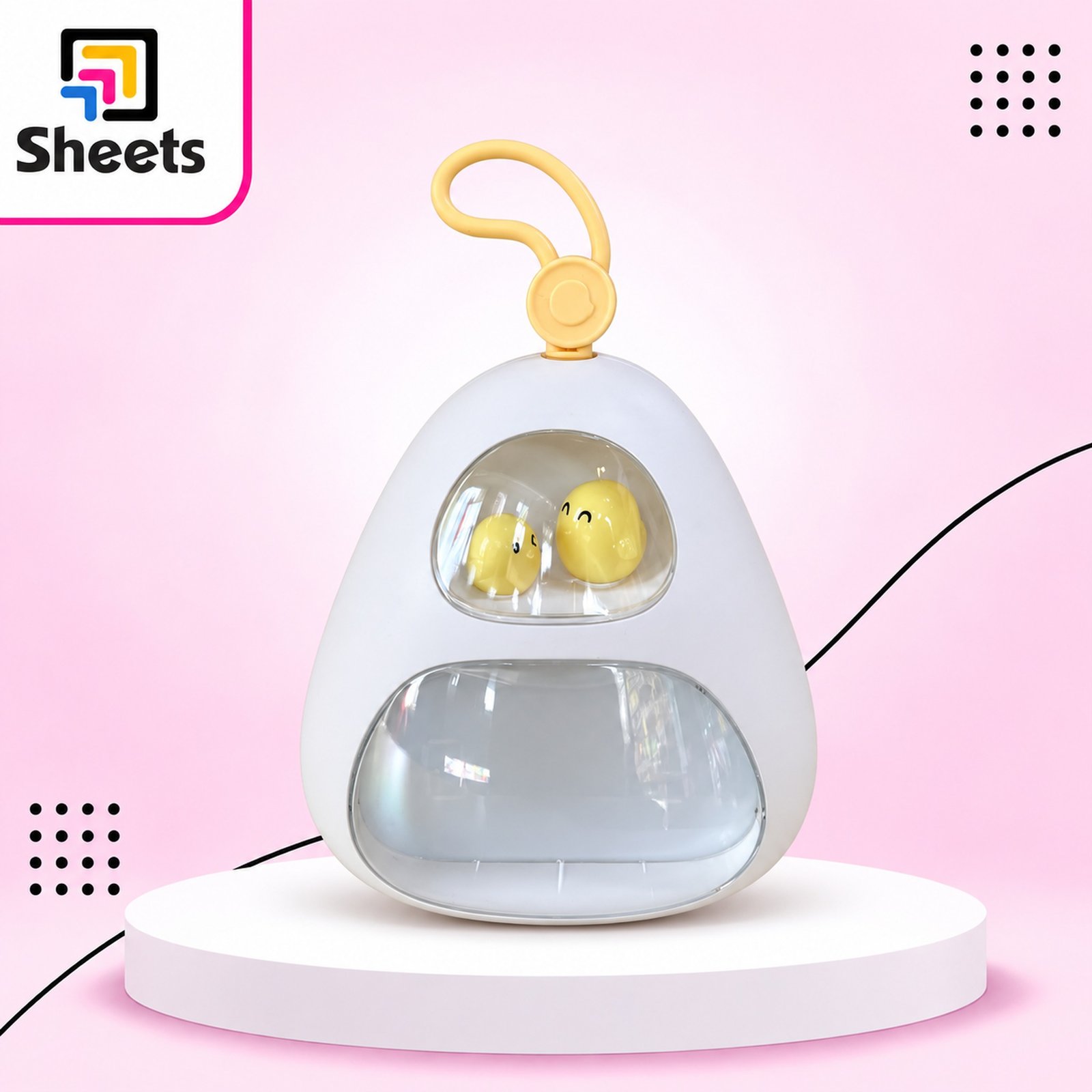 4008 - ( كود 4008 ) - ( القسم Gift Shop ) - ( الصنف Digital Alarm ) سعر البيع 570 Digital Alarm Clock – Cute Egg Design with Smiley Characters (White & Yellow) - Image 1