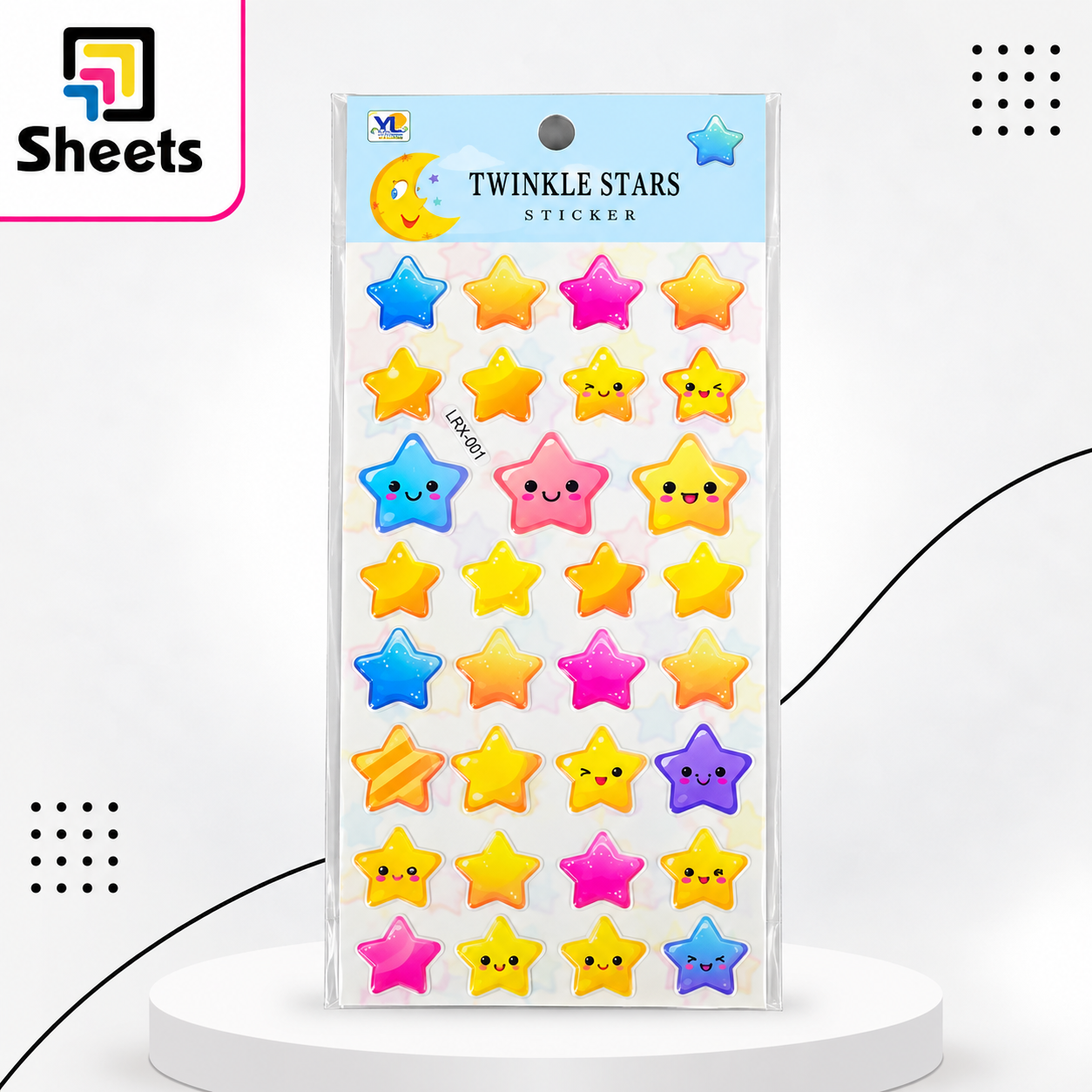 6640 - ( كود 6935353066288 ) - ( القسم مبيعات ) - ( الصنف Twinkle Stars Stickers ) سعر البيع 20 (3) Twinkle Stars Stickers – Colorful Smiley Star Designs - Image 1