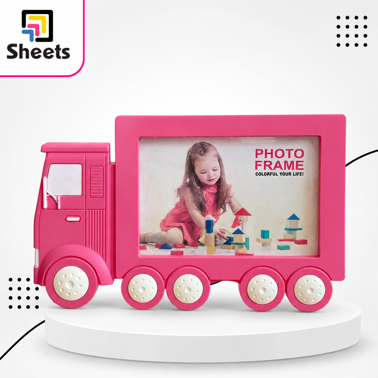 8482 - ( كود 8482 ) - ( القسم Gift Shop ) - ( الصنف Train Kids Frame ) سعر البيع 210 Kids Train-Shaped Photo Frame – Pink - Image 1