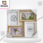 Wooden Multi Photo Frame – 4 Photos (White & Natural Wood)
