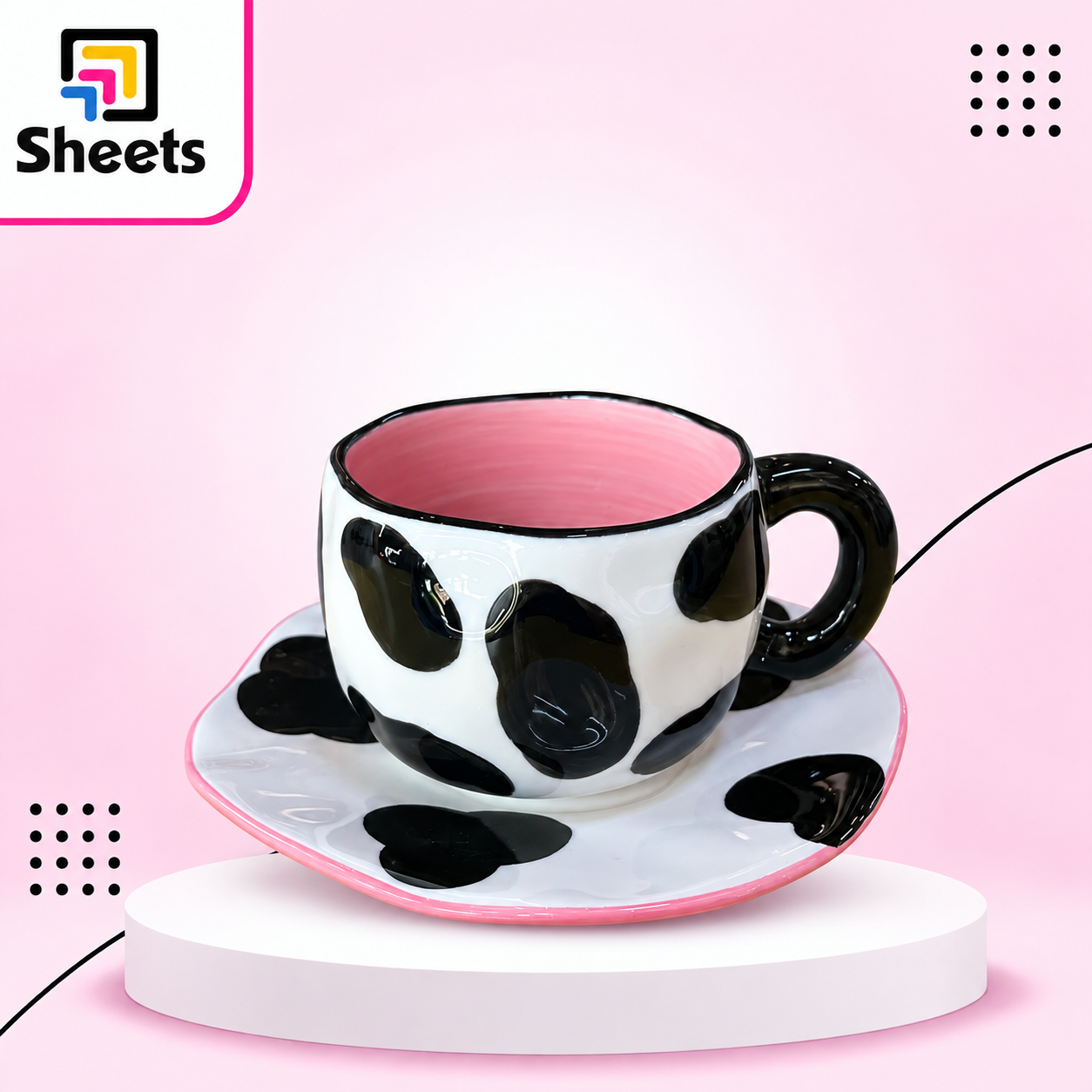 8541 - ( كود 8541 ) - ( القسم Gift Shop ) - ( الصنف Caw Mug Coaster ) سعر البيع 550 Cow Mug with Coaster - Image 1
