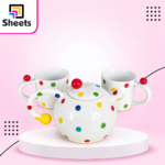 Porcelain Tea Set – White with Colorful Dots - Image 2