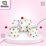 Porcelain Tea Set – White with Colorful Dots