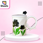 Flower Cover Mug – White with Floral Design