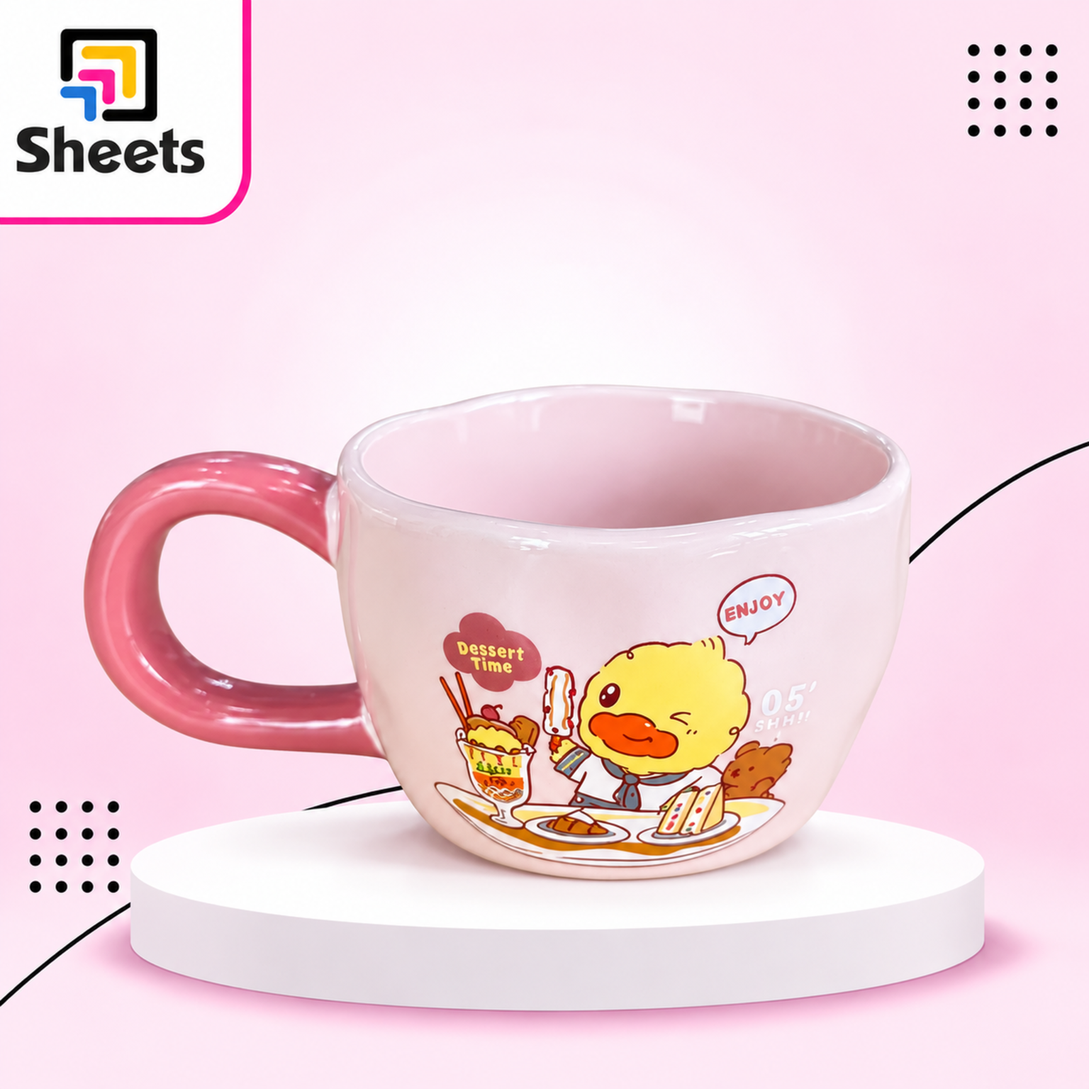 B.Duck Ceramic Mug – Light Pink | Cute Dessert Cartoon Coffee & Tea Cup ...