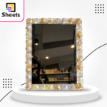 Electric Magic Resin Mirror Photo Frame – Rectangular Gold Bubble Design