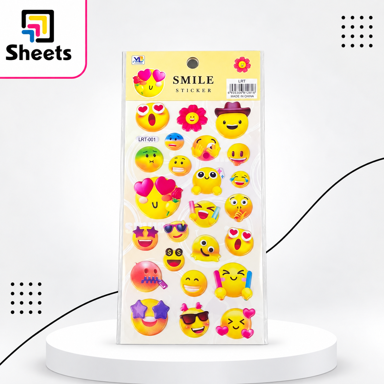 9409 - ( كود 6935306812818 ) - ( القسم ادوات مكتبية ) - ( الصنف Smile LRT Sticker ) سعر البيع 20 (4) Smile LRT Stickers – Colorful Emoji & Heart Designs - Image 1