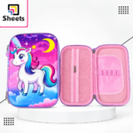 Wide 3D Unicorn Pencil Case – Pink & Purple