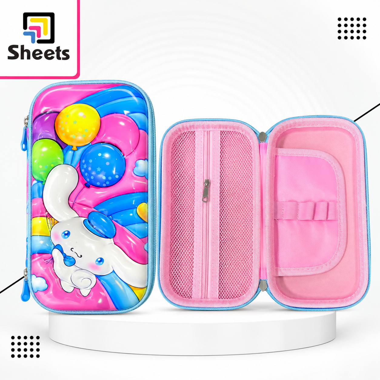 Sheets Kawaii Pencil Case Showcase 3D Cinnamoroll Balloon Pencil Case – Pink & Blue - Image 1